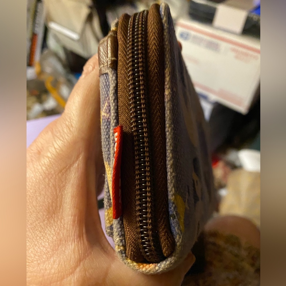UNIONBAY Canvas Mermaid Print Wallet with Brown Leather Trim - Picture 6 of 13